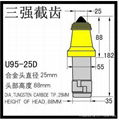 三強采煤機截齒35mm齒柄鎬型U95-25D耐磨合金頭防護層高硬度 