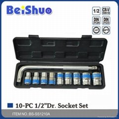 10PCS 1/2" Dr. Socket Wrench Set with L Type Handle