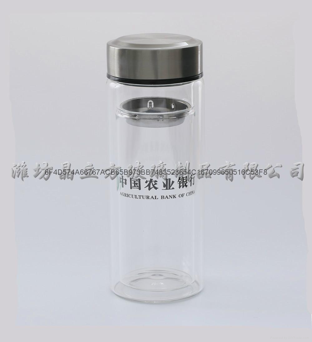 山東省定製廣告杯雙層玻璃杯禮品杯水杯子印字 3