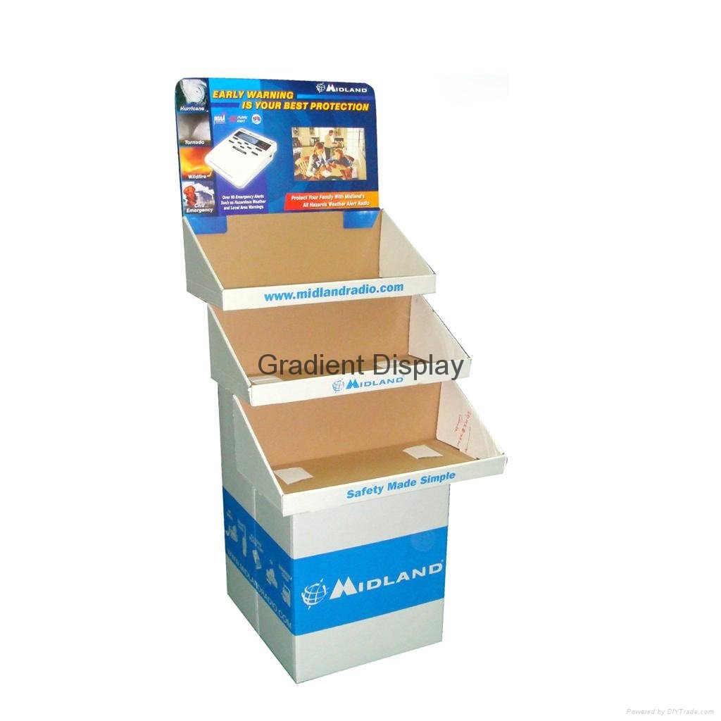 3 tiers cardboard display stand paper display shelf in store 2
