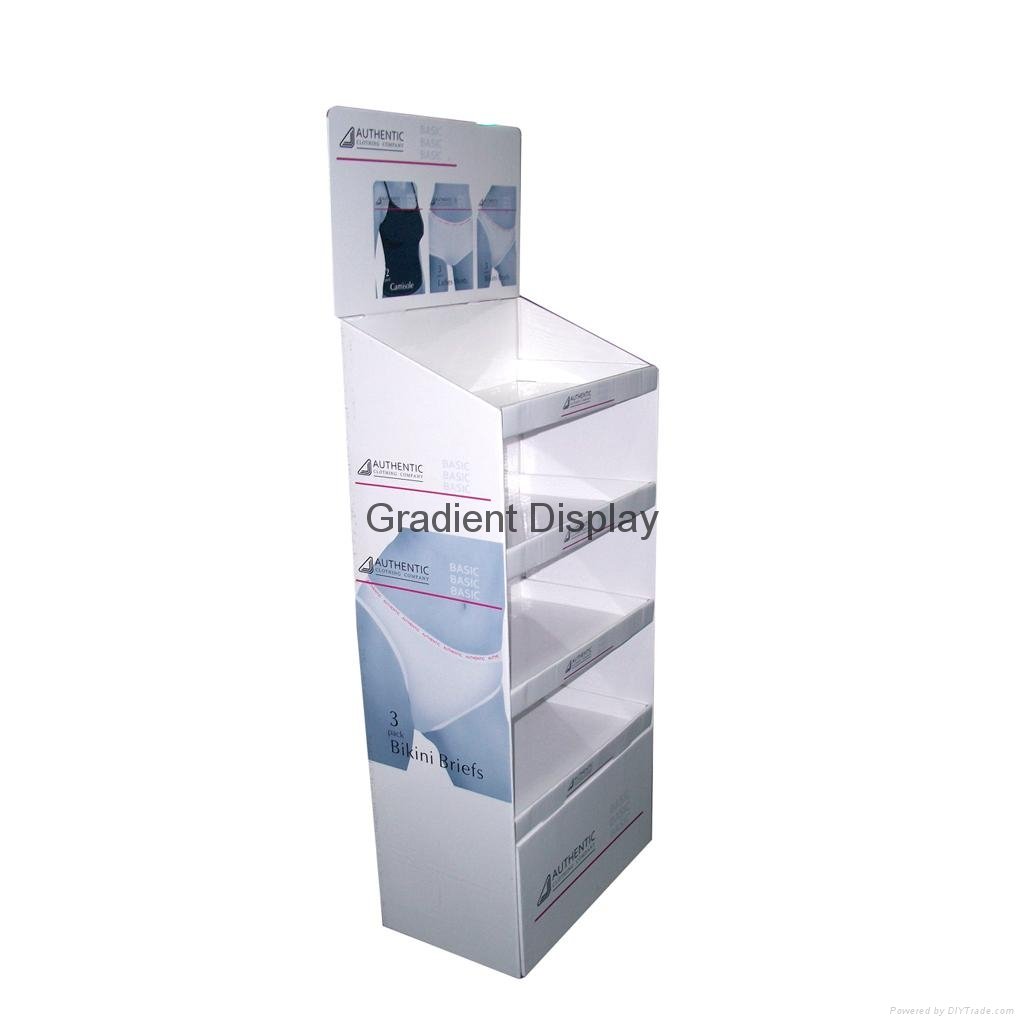 3 tiers cardboard display stand paper display shelf in store 3