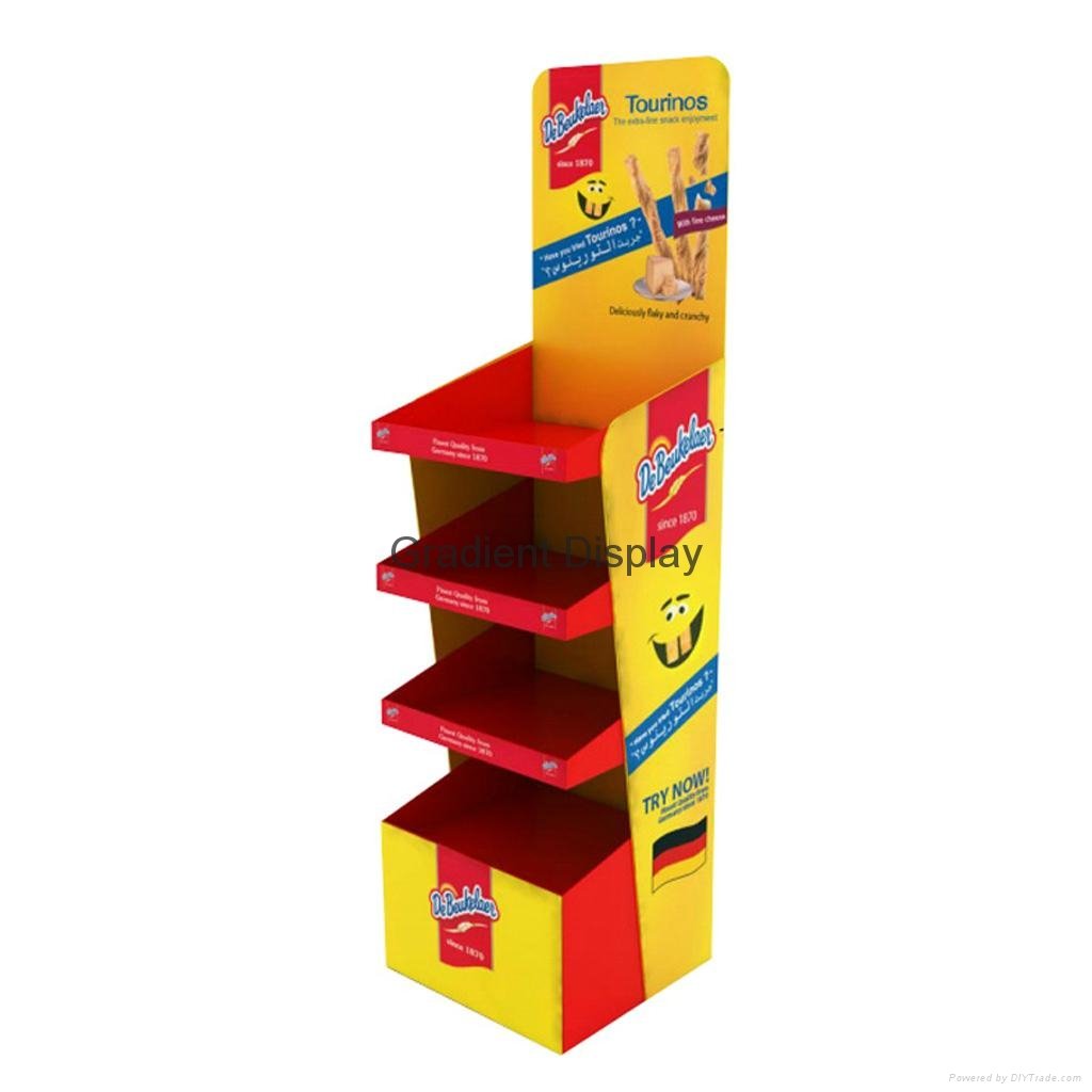 3 tiers cardboard display stand paper display shelf in store 4