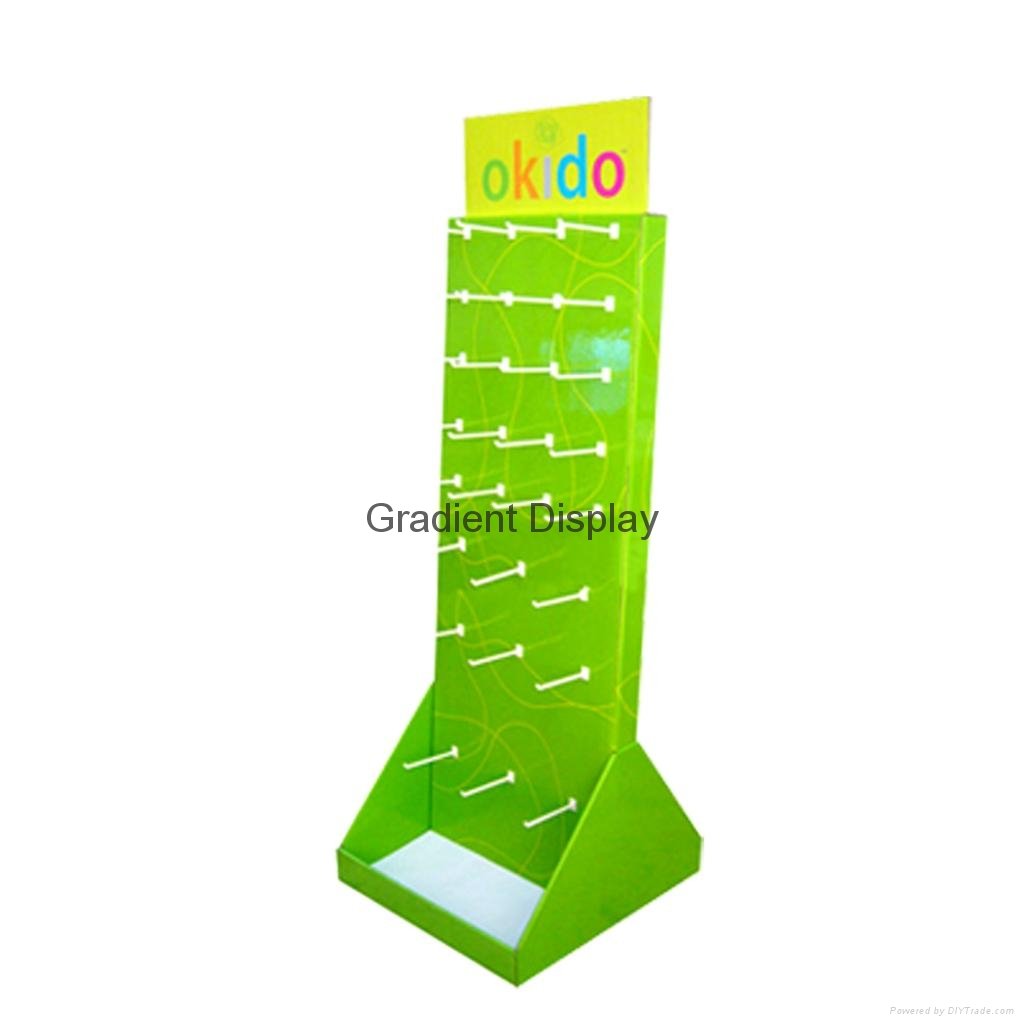 Floor hook cardboard display stand for product retail in market