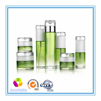 Green Glass Cosmetic Jar&Bottle Empty Packaging 2
