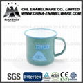 1.Rolled rim custom enamel mug for