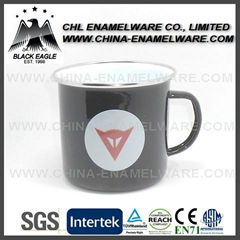 2.	SGS certified enamel sublimatable mug with stainless steel rim