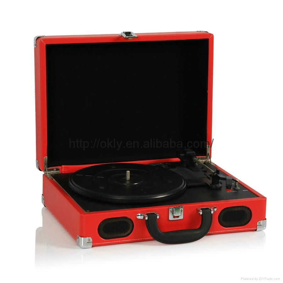 Retro suitcase  turntable record player with  bluetooth vinyl record player  2