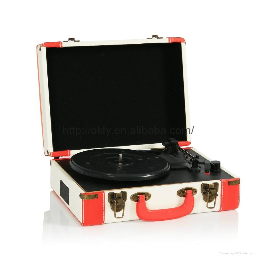 Retro suitcase  turntable record player with  bluetooth vinyl record player  3