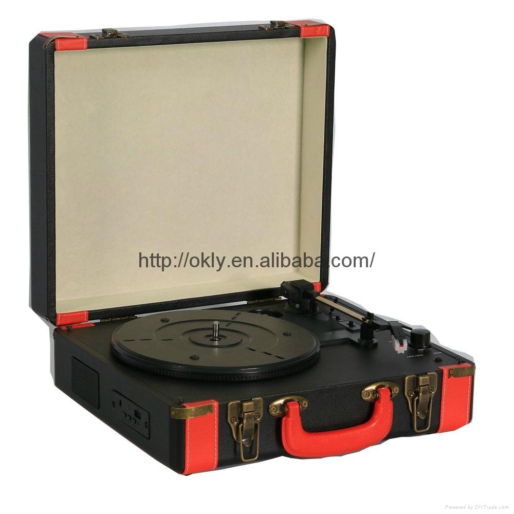 Retro suitcase  turntable record player with  bluetooth vinyl record player  5