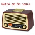 Home  Retro AM/FM wooden radio with  Alarm clock   2