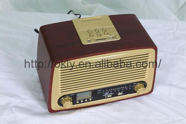 Home  Retro AM/FM wooden radio with  Alarm clock   3