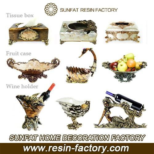 China Factory wholesale Antique home decoration item resin tissue box 3