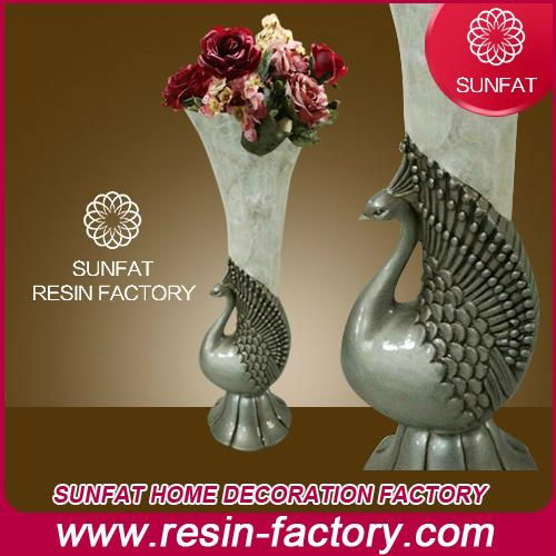 Resin chinese plated decorative flower vase with seashell wholesale