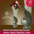 Resin chinese plated decorative flower vase with seashell wholesale