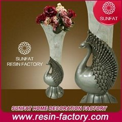 Resin chinese plated decorative flower vase with seashell wholesale