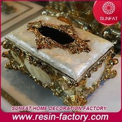China Factory wholesale Antique home decoration item resin tissue box