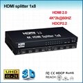 4kx2k (4096X2160/60HZ) HDMI 2.0 splitter 1x8 with HDCP2.2 2