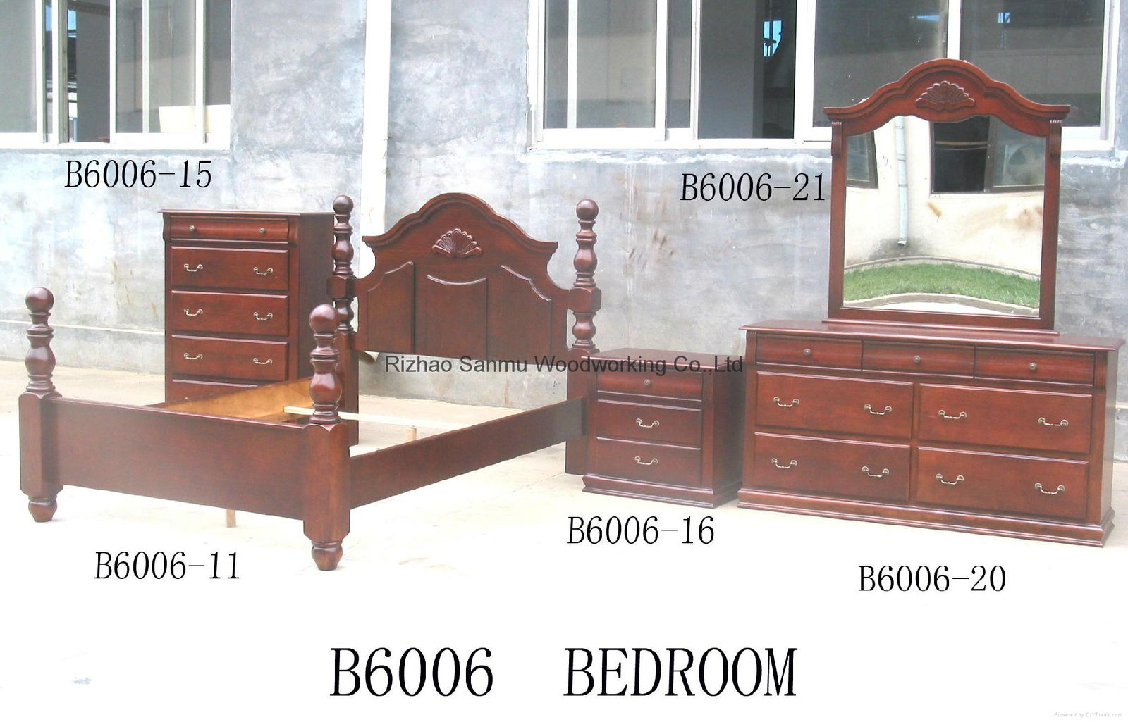 Solid wooden American bedroom furniture set