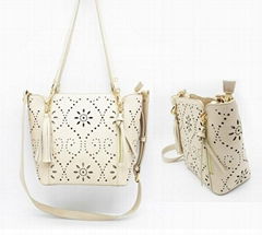 015 newest fashionladies handbag with punch pu