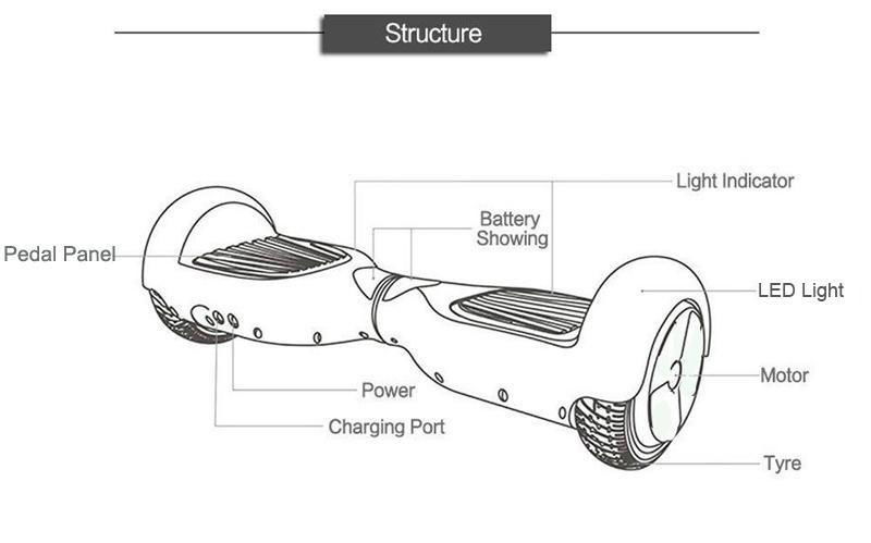 6.5 Inch Self Balancing Scooter with Bluetooth Speaker LED Light 3