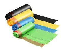 HDPE draw string garbage trash plastic bags on roll 