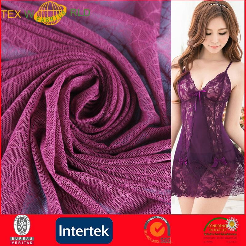 Beautiful Purple Lace Jauquard Mesh Fabric for Lingerie (JNE31167)