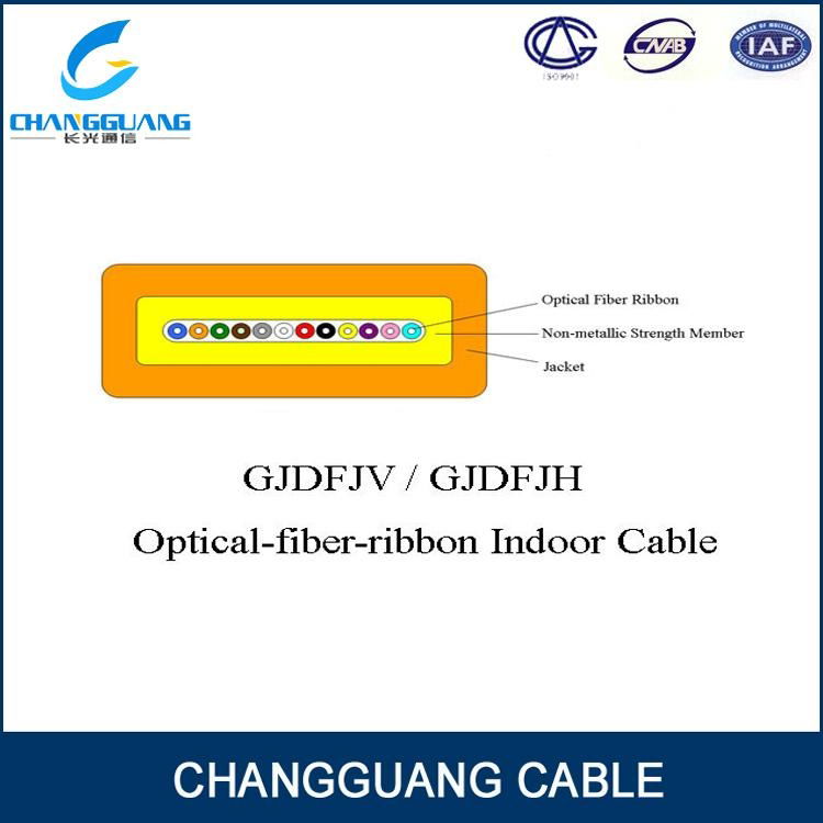 Indoor Flat Fiber Ribbon Fiber Optic Cable GJDFBV 4