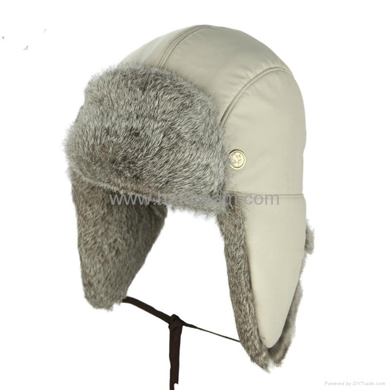 Earflap Russian Trooper Fur Ski Cap knitted winter warm hat bomber hat  3