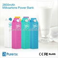 Milk Power Bank 2600mah Mobile Power Bank For Iphone 6plus