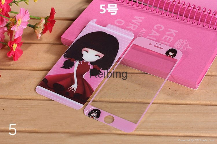 Flash Powder Cartoon Puff Girl Cellphone Tempered Glass Screen Protector