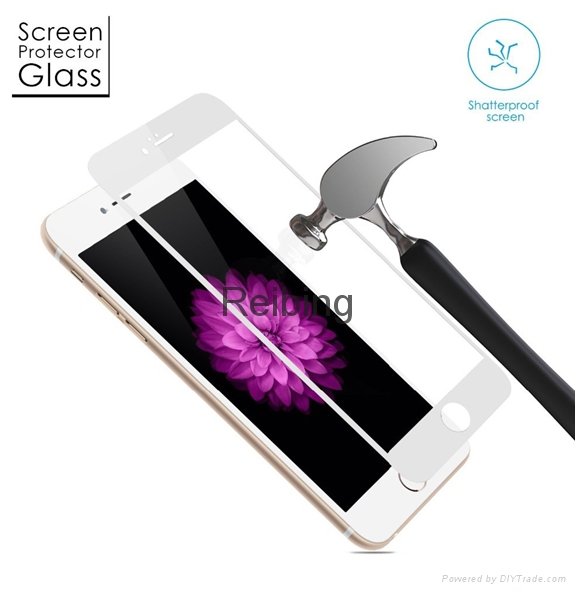 silk-screen 100% coverage  tempered glass iphone protector 4