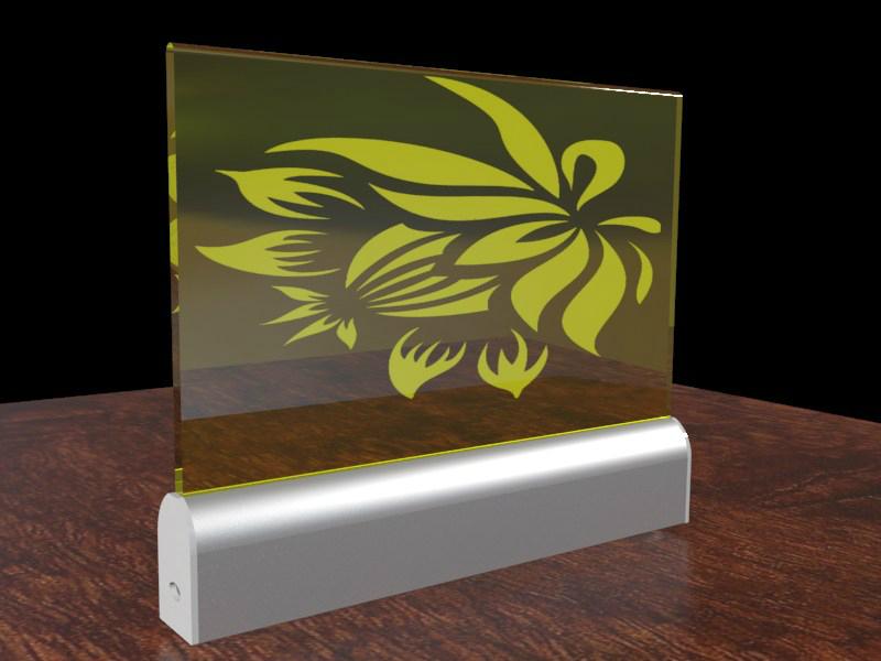 200x310mm desktop led edge lit sign with engraved logo 2