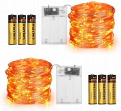 Orange Lights for Halloween 16.4ft Battery Operated Fairy String Lights - 50 LED