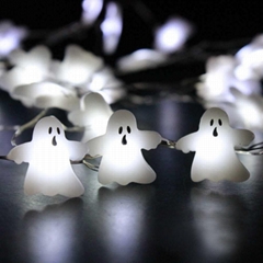 White Ghost 10ft 40 LED Hanging Halloween Decor Lights