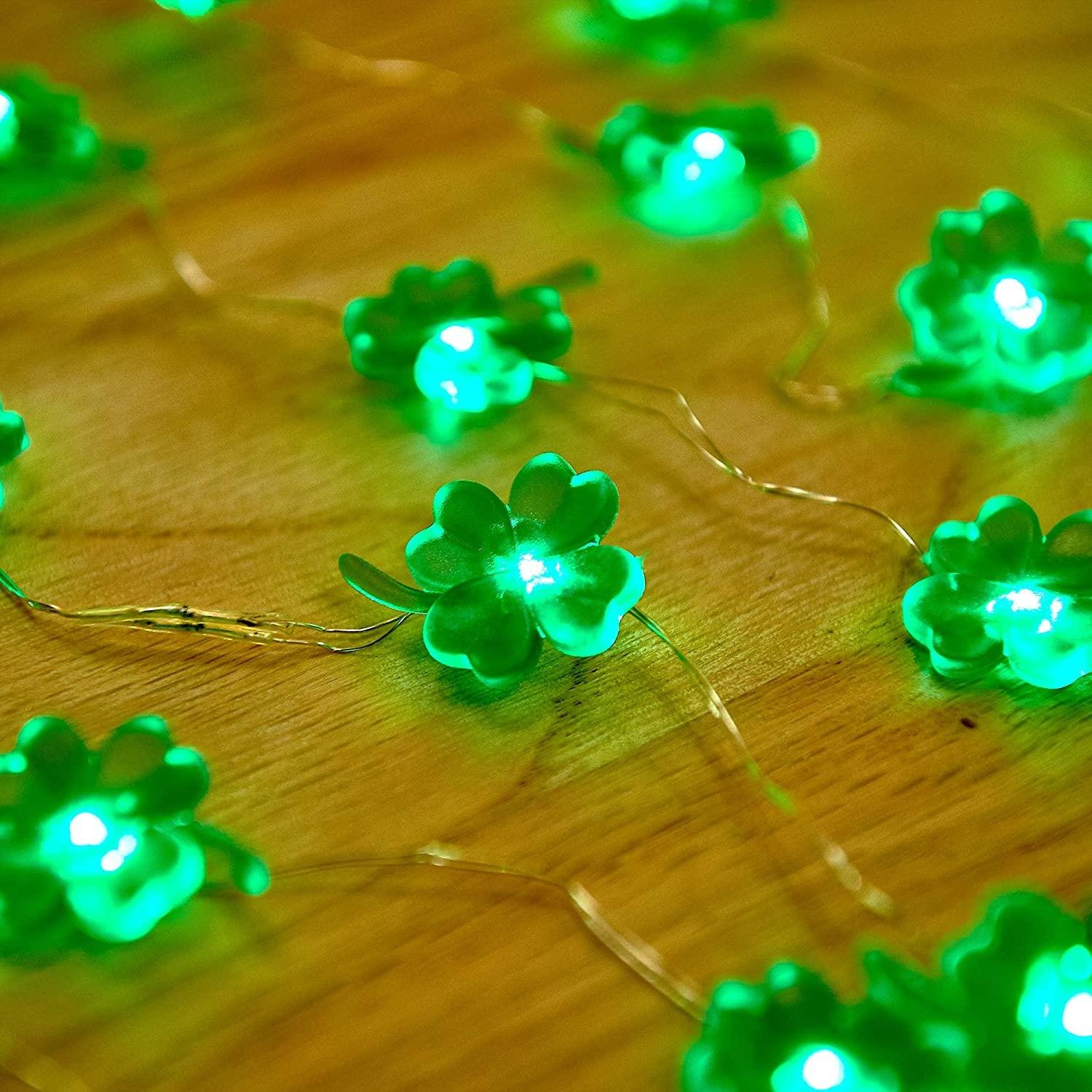 Four Leaf Clover Green Lucky Shamrock Clover String Light