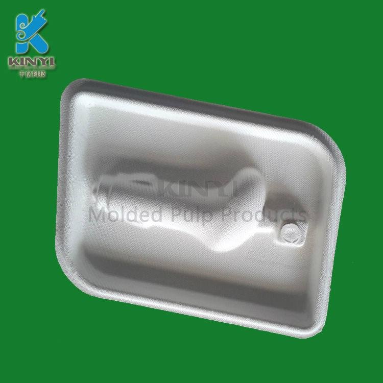 Eco-friendly sugarcane bagasse pulp battery tray molded pulp packaging 4