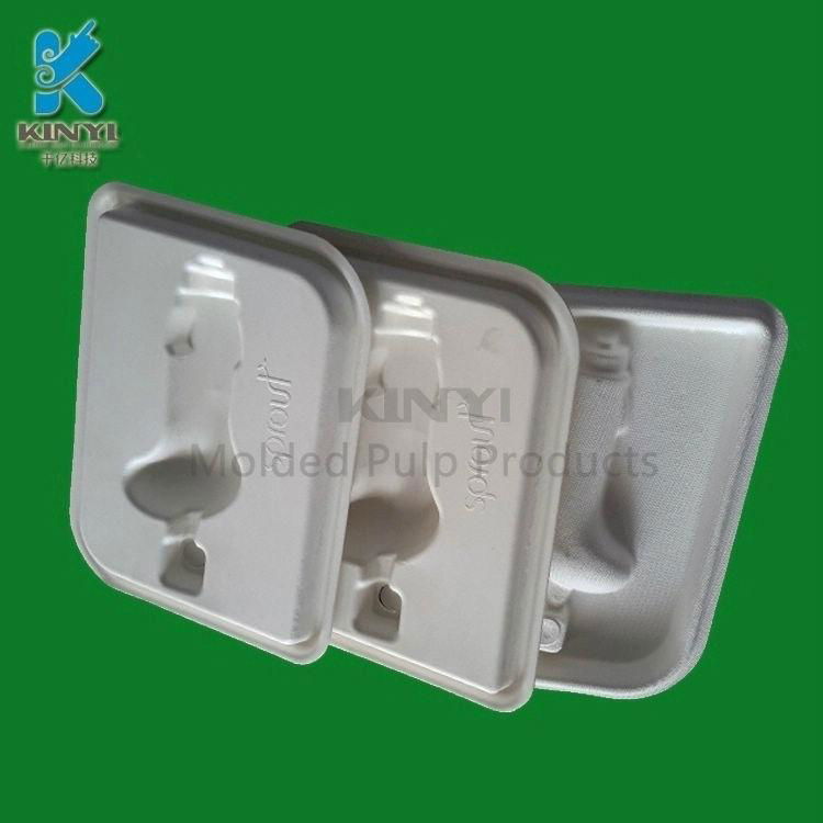 Eco-friendly sugarcane bagasse pulp battery tray molded pulp packaging 3