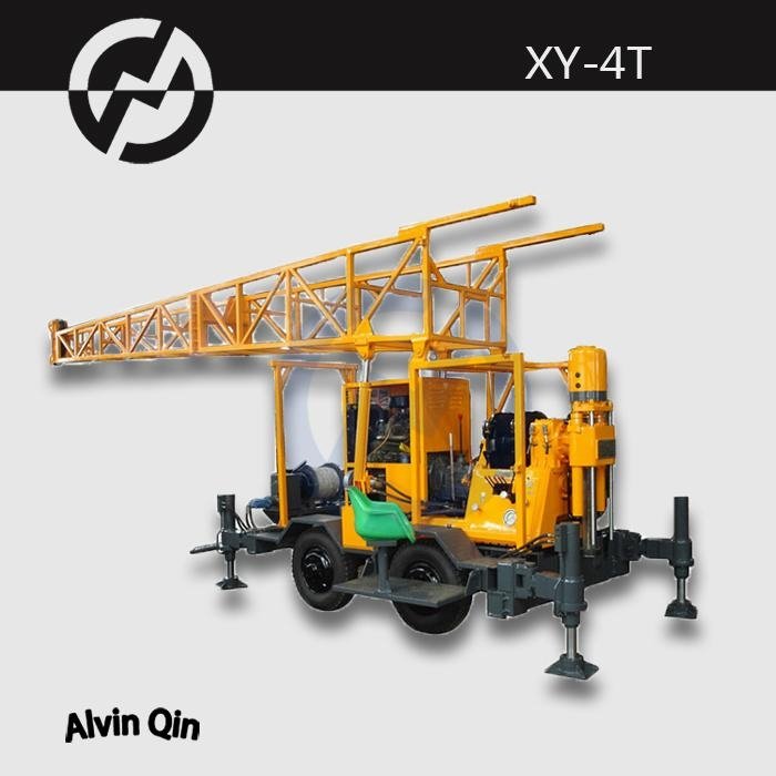 1000 m drilling depth XY-4T trailer Mounted Water Well Drilling Rig
