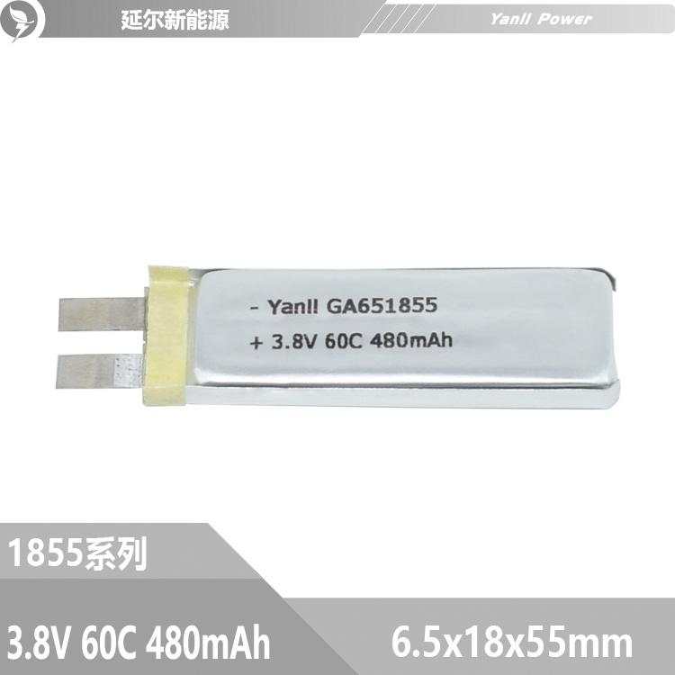 60C超高倍率高电压锂电池651855 3.8V 480mAh 2