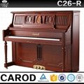 red walnut acoustic wooden piano size with chair cover and chair