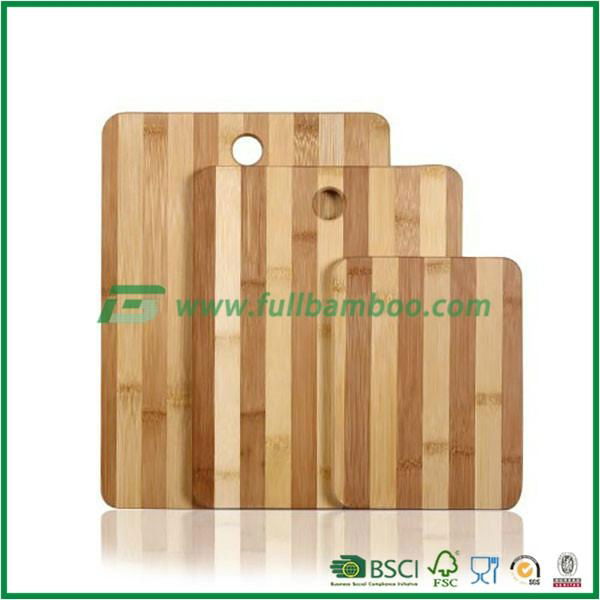 100% Natural Bamboo Chopping Cutting Board with Thumb Hole and Contrasting Strip