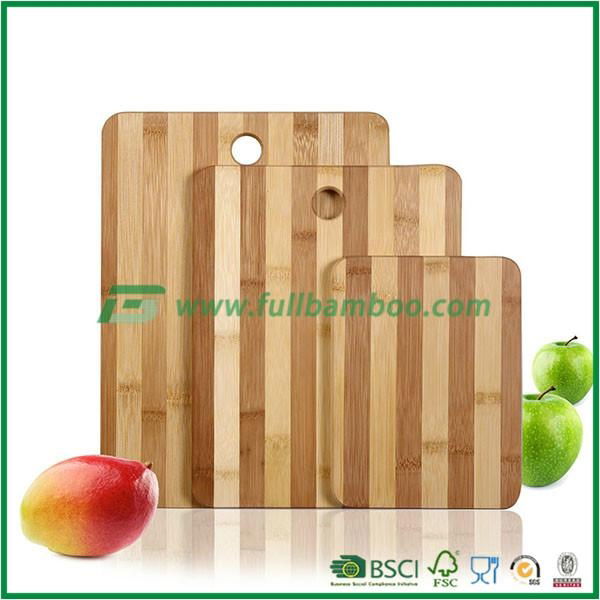 100% Natural Bamboo Chopping Cutting Board with Thumb Hole and Contrasting Strip 2