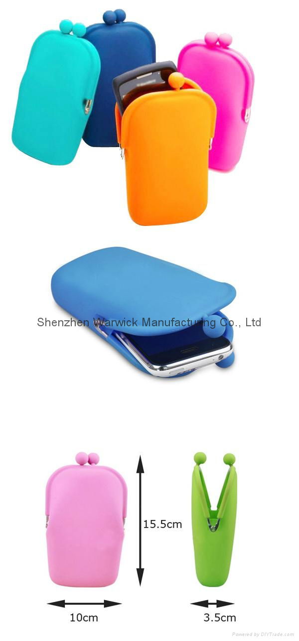 2015 hot selling candy color multifunctional silicone cell phone bag 5