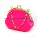 2015 fashion design cute mini candy color silicone chain coin purse