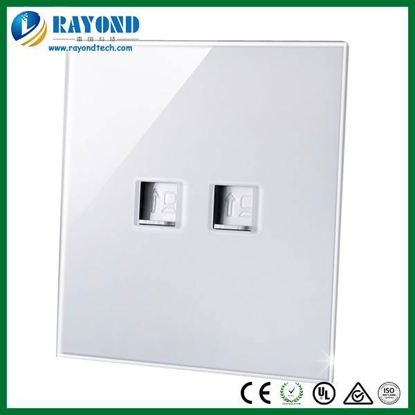 Glass Wall Panel Double RJ45 Outlet CAT5E/CAT6 Network Data Socket