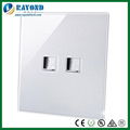 Glass Wall Panel Double RJ45 Outlet CAT5E/CAT6 Network Data Socket 1