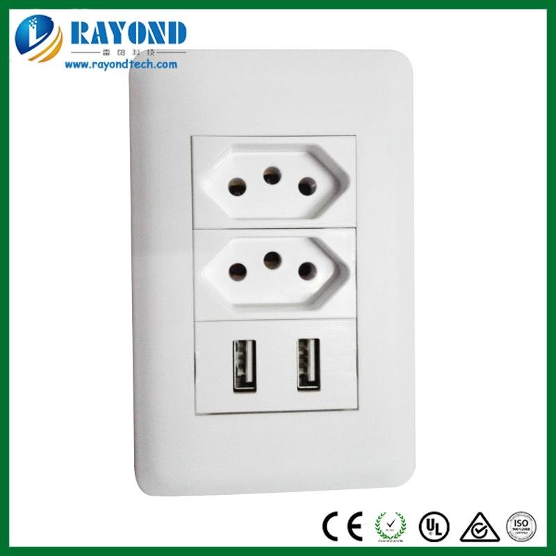 Brazilian Standard Electrical Power Socket with 5V 2.1A USB Charging Ports 2