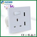 Single Gang British Standard Switched Power Outlet with 2.4A USB Charging Ports 1