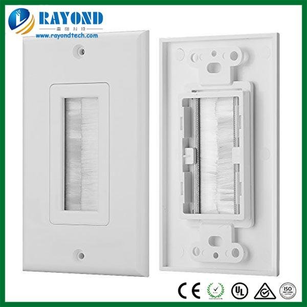 US / AU Type Single Gang Cable Exit Outlet Brush Wall Plate