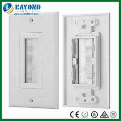 US / AU Type Single Gang Cable Exit Outlet Brush Wall Plate